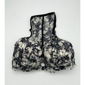 Pink Victoria's Secret Date Racerback Black White Floral Front Close Bra Sz 32DD